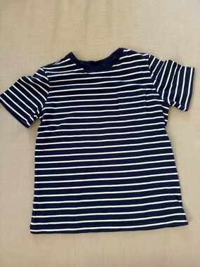Hanna Andersson Navy & White Striped Short Sleeve Pocket Tee